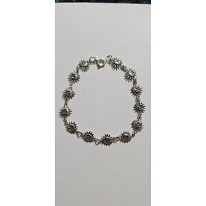 Smiling Sun Face Silver 925 Bracelet
